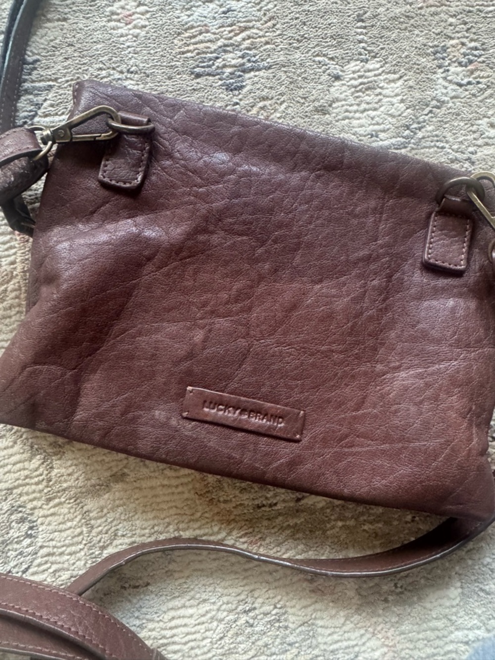 Lucky Brand Plum/Burgundy Leather Crossbody Bag